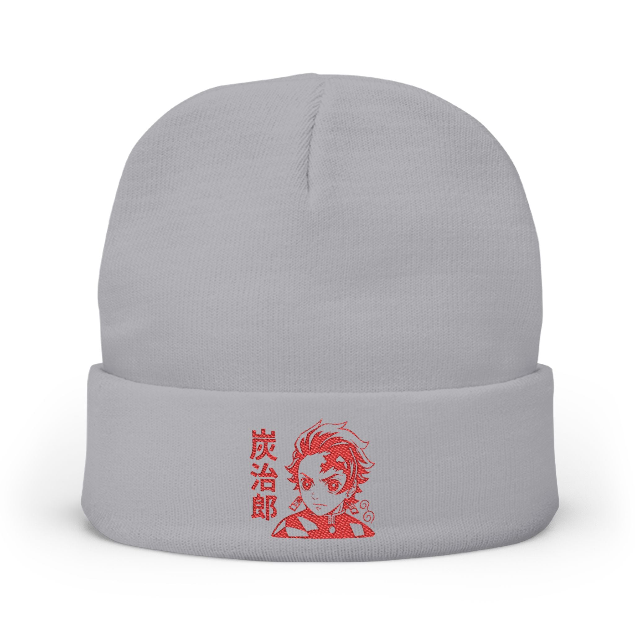 Red Anime Character Portrait Knit Beanie | Tanjiru